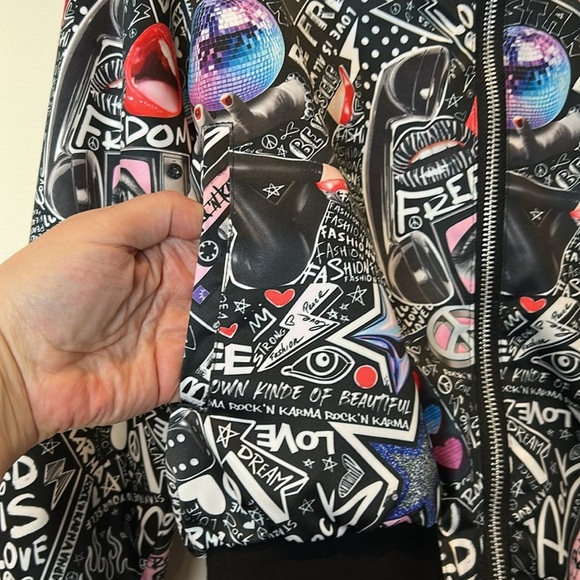 Rock N Karma Bomber Moto Jacket Bedazzled L - Picture 9 of 17